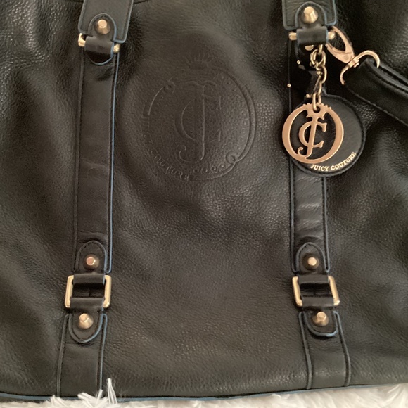 Juicy Couture Logo Crossbody Tote,Two Handles,Size Large,Color Black,Blue Preown